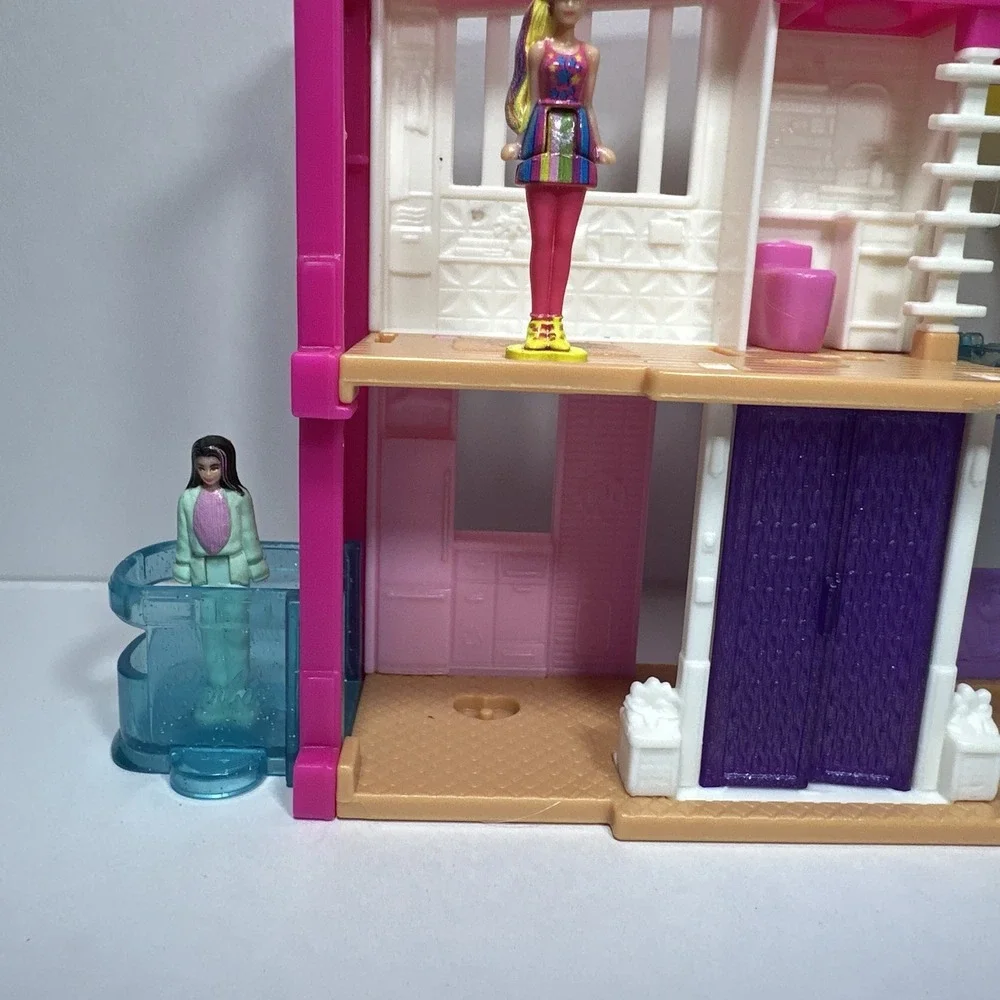 Mini BarbieLand Dreamhouse & Mini Barbie Doll Elevator Slide Pool  & 3 Dolls